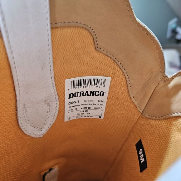 Durango Womens Crush Embroidered Leather Western Boots White Brown Size 9M - Picture 10 of 16